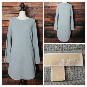 Michael Kors Tunic Top M Oversized Thermal Waffle Knit Sweater Gray